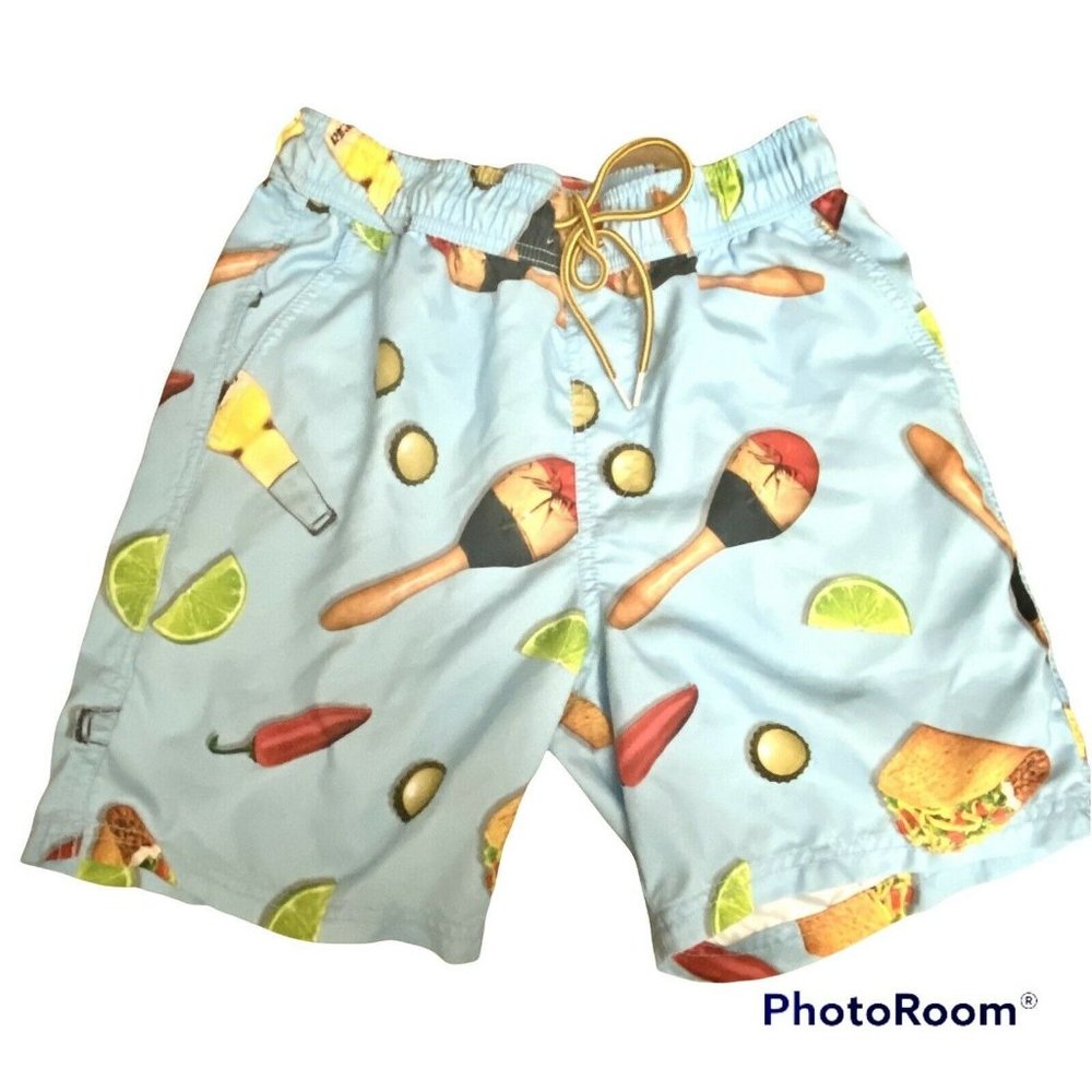 CYA C\Y\A  Taco Corona Beer Hamburger‎ Maracas  Swim Trunks M